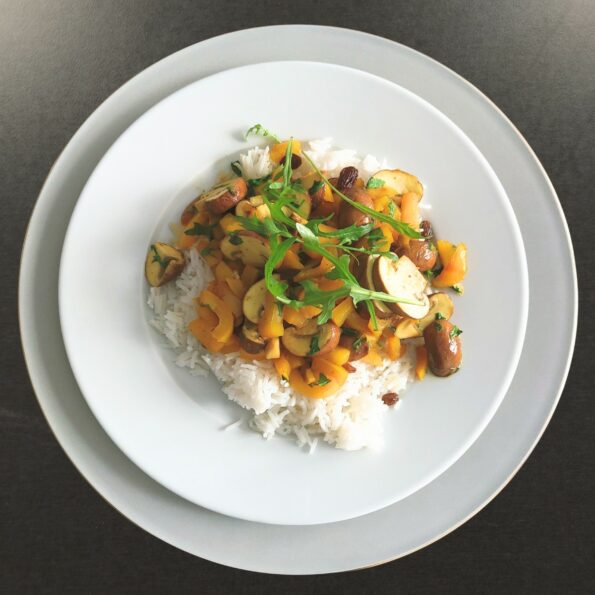 Basmati Reis, mit Gemüse, Rucola, vegane Variante