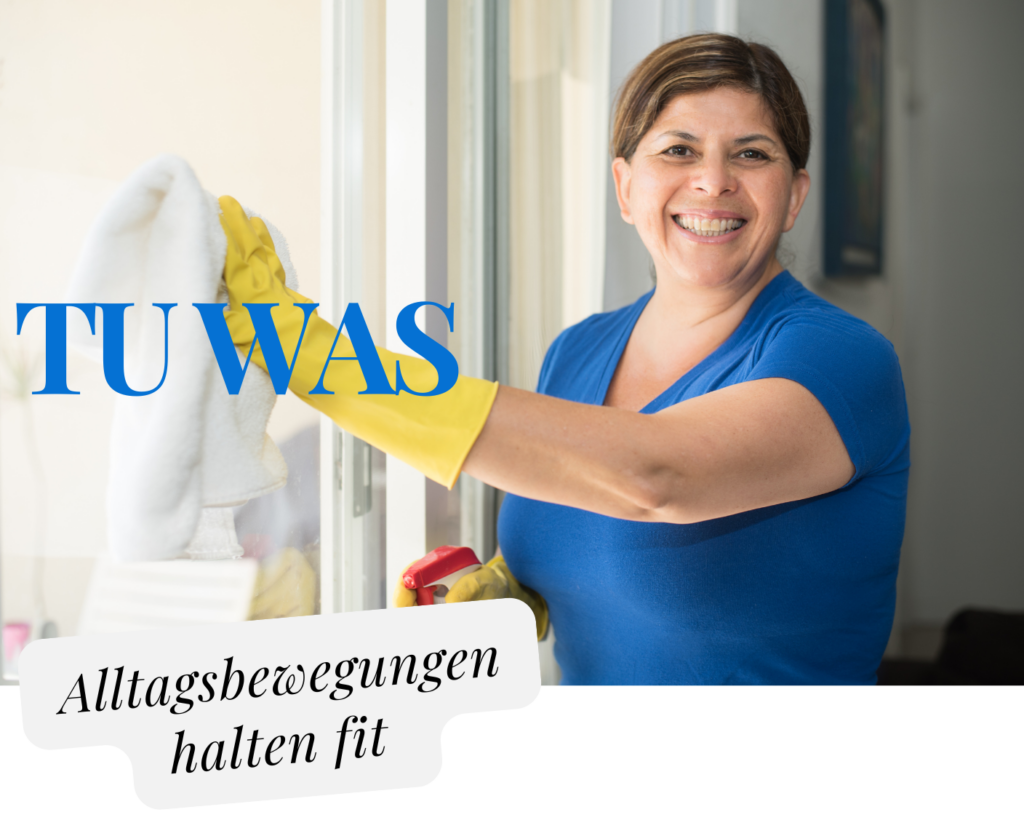 Frau,Fenster,putzen,Bewegung, gesund, Aktivität, Diabetes, Typ 2