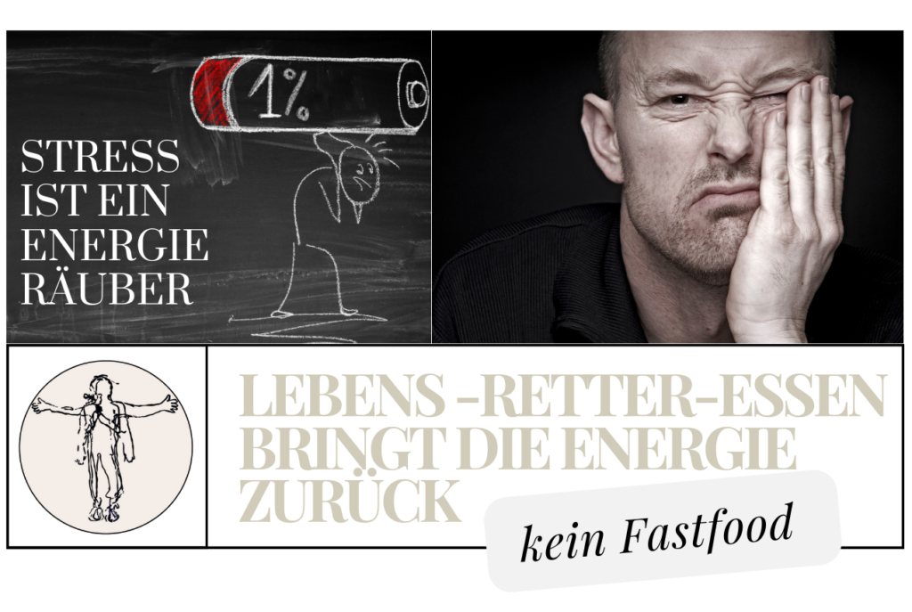 Stress,Energieräuber,Grafik,Achtung,kein Fastfood,Ernährung,Mann