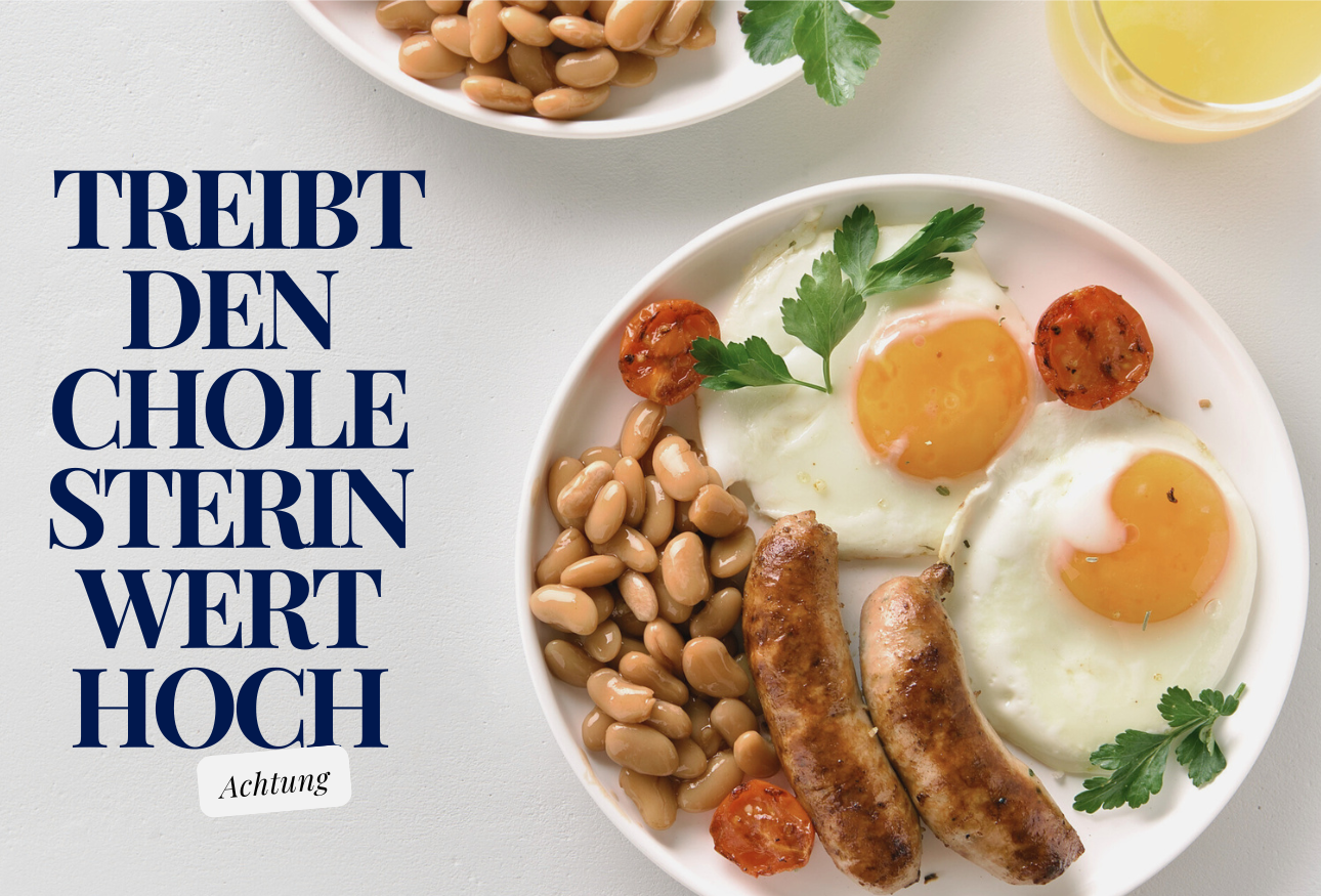 Teller,Essen,Frühstück,Cholesterin,viel,ungesund,Wurst, essen